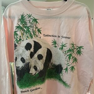 Vintage Busch Gardens Panda Bears Extinction is Forever Pink Graphic 1987 USA